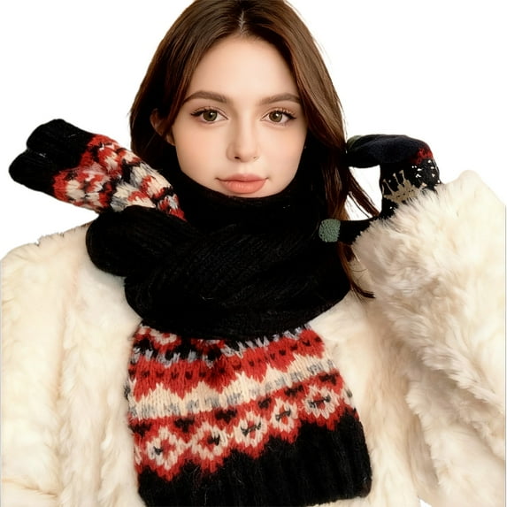 Winter Scarf for Women Isle Wool Knitted Artistic High End Warm Cold Proof Warm Scarf