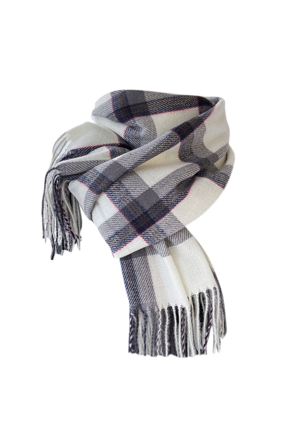 Winter Scarf for Women Plaid Shawl Warm Flow Suger Scarf Check Tartan Warm Soft Shawls Wraps Fall White One Size