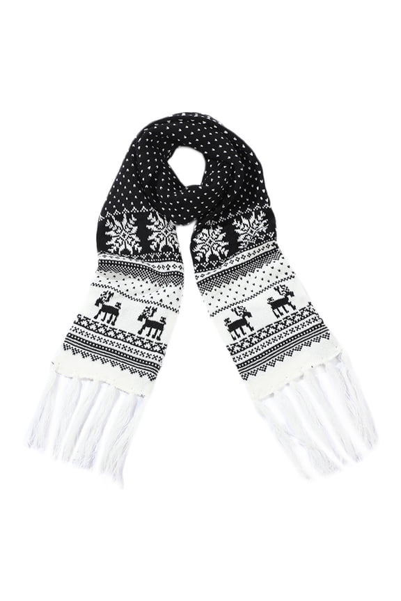 Winter Scarfs For Women Thick Christmas Scarf Deer Snowflake Winter Knitted