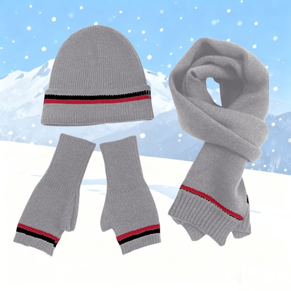 Winter Scarfs for Women 3Pcs Winter Warming Set Knitted Gloves Hat Scarf for Women