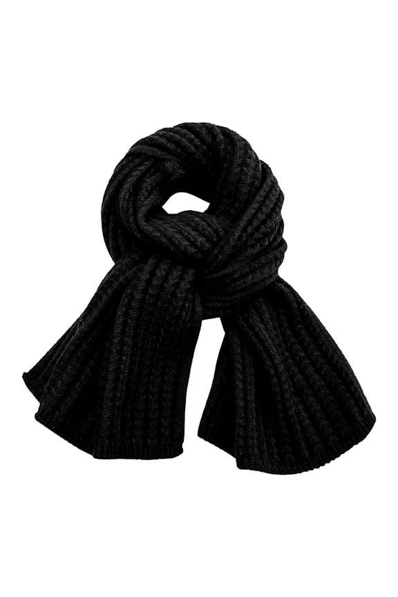 Winter Scarfs for Women Men Neck Warmer Stretch Chunky Thick Warm Scarves Outdoor Warm Soft Knitted Scarf Black