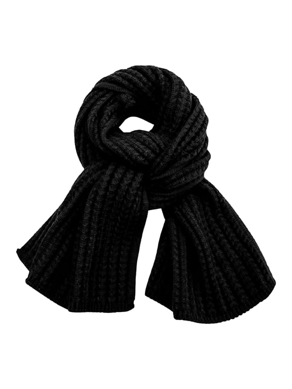 Winter Scarfs for Women Men Neck Warmer Stretch Chunky Thick Warm Scarves Outdoor Warm Soft Knitted Scarf Black