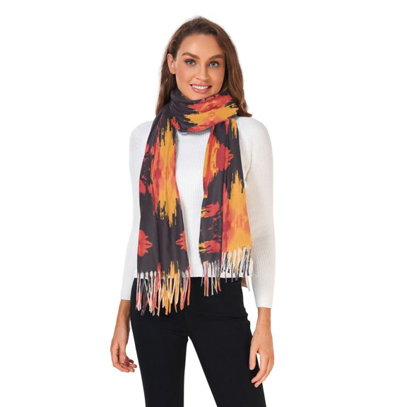 Winter Scarves for Women Abstract Fire Shapes Fashion Pashmina Shawl Wraps Long Blanket Scarf for Fall Spring