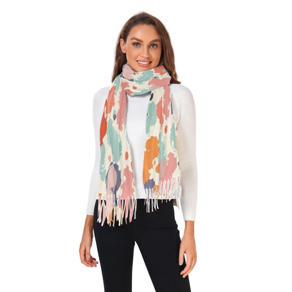 Winter Scarves for Women Abstract Splashes Paint Fashion Pashmina Shawl Wraps Long Blanket Scarf for Fall Spring