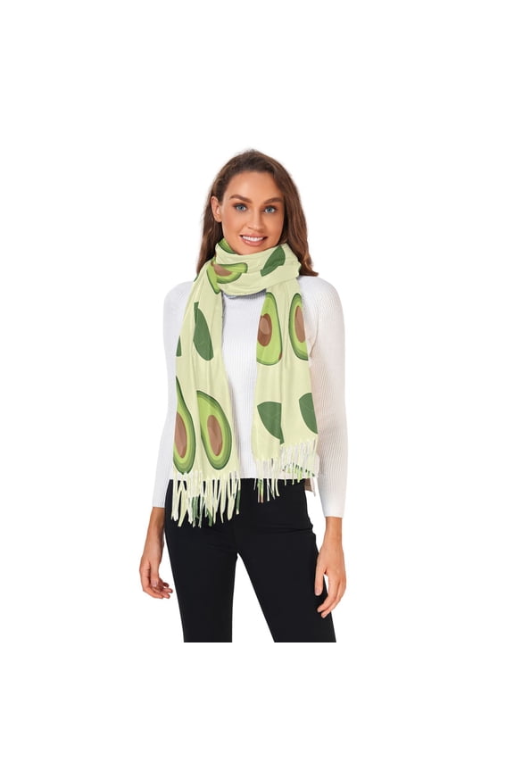 Winter Scarves for Women Avocado Fruit and Leaf Fashion Pashmina Shawl Wraps Long Blanket Scarf for Fall Spring