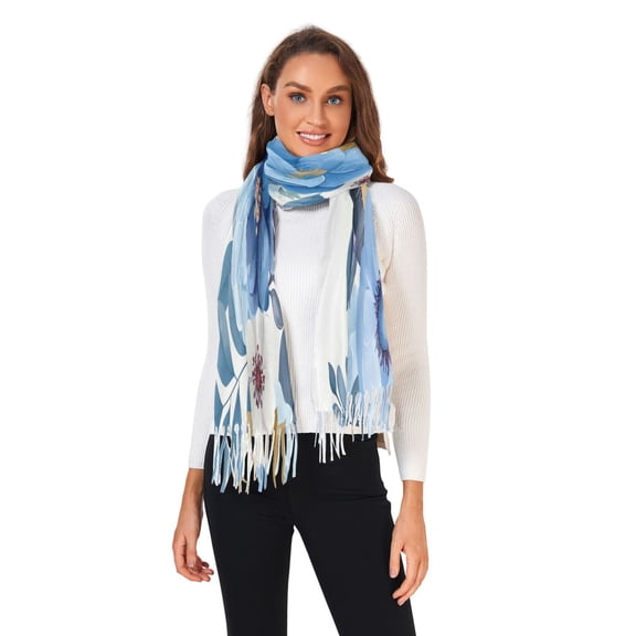 Winter Scarves for Women Beautiful Flower and Leaves Fashion Pashmina Shawl Wraps Long Blanket Scarf for Fall Spring