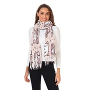 Winter Scarves for Women Cartoon Bear with Pink Heart Fashion Pashmina Shawl Wraps Long Blanket Scarf for Fall Spring