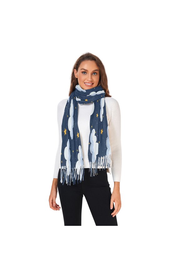 Winter Scarves for Women Clouds and Stars in Night Fashion Pashmina Shawl Wraps Long Blanket Scarf for Fall Spring