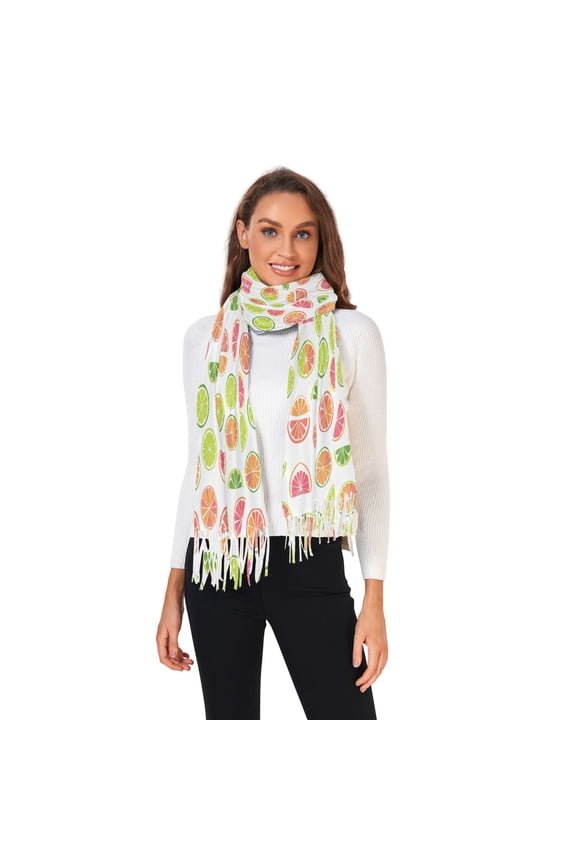 Winter Scarves for Women Colorful Lemon Slice Fashion Pashmina Shawl Wraps Long Blanket Scarf for Fall Spring