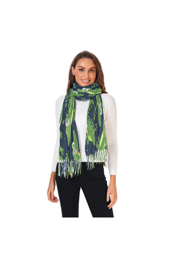 Winter Scarves for Women Crocodile and Leaf Fashion Pashmina Shawl Wraps Long Blanket Scarf for Fall Spring