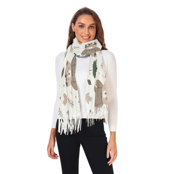 Winter Scarves for Women Cute Bear with Wreath Fashion Pashmina Shawl Wraps Long Blanket Scarf for Fall Spring