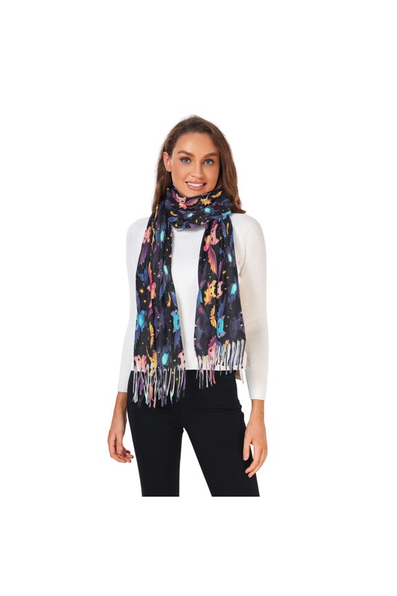 Winter Scarves for Women Cute Cat with Wings Fashion Pashmina Shawl Wraps Long Blanket Scarf for Fall Spring