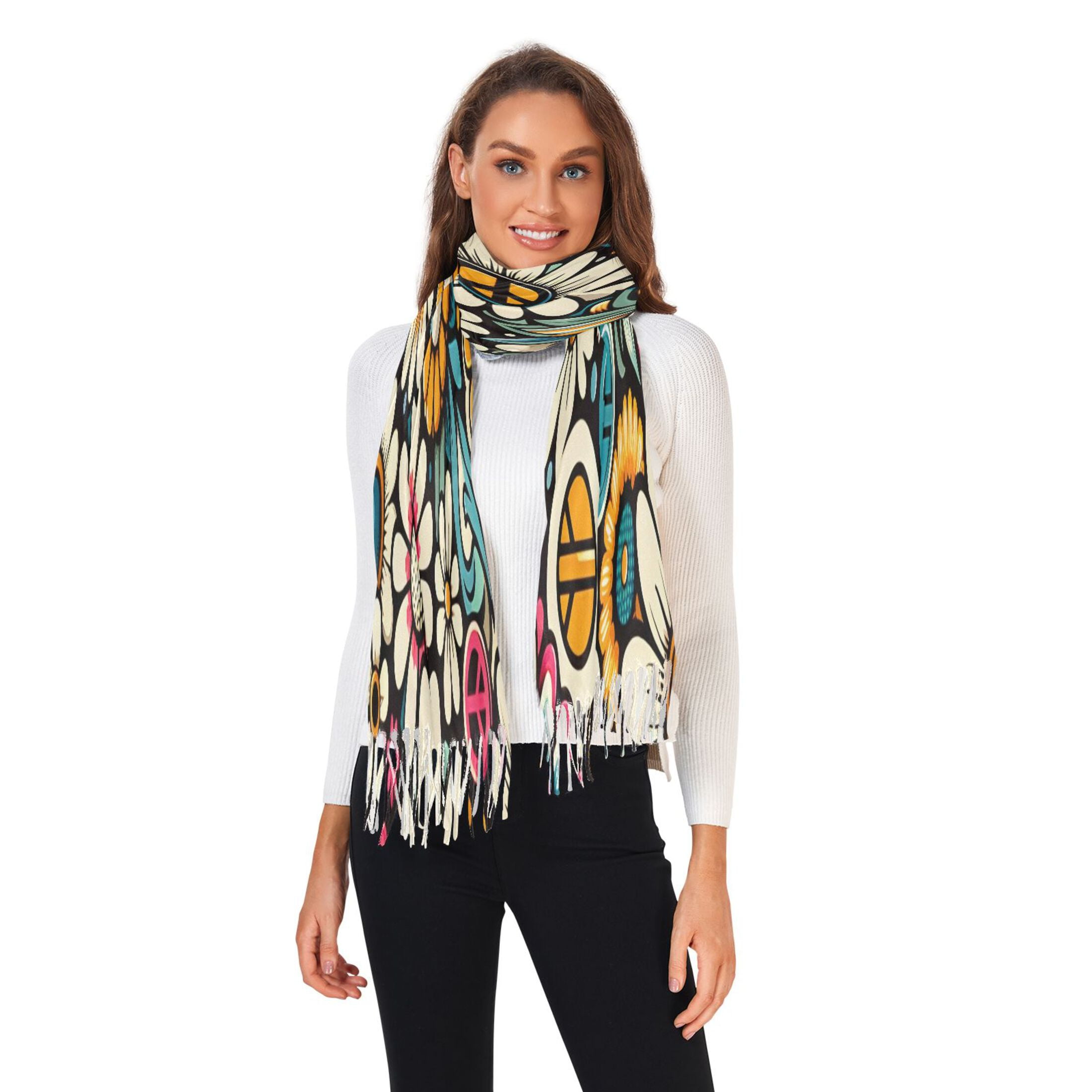 Women's Scarves Shawl Daily Holiday Polyester Vintage Retro Warm Casual / Daily 1 PC