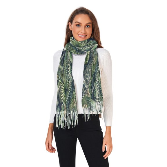 Winter Scarves for Women Dinosaurs and Tropical Plant Fashion Pashmina Shawl Wraps Long Blanket Scarf for Fall Spring