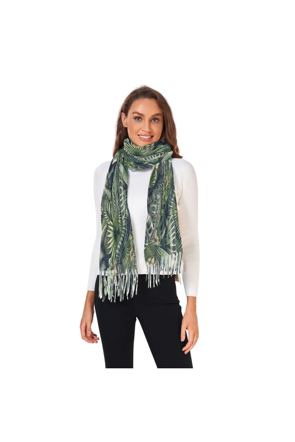 Winter Scarves for Women Dinosaurs and Tropical Plant Fashion Pashmina Shawl Wraps Long Blanket Scarf for Fall Spring