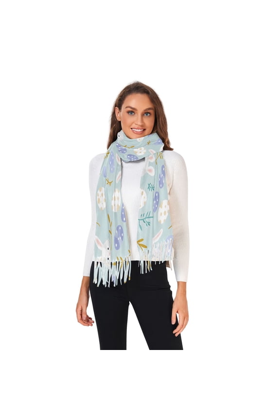 Winter Scarves for Women Easter Egg and Bunny Rabbit Fashion Pashmina Shawl Wraps Long Blanket Scarf for Fall Spring