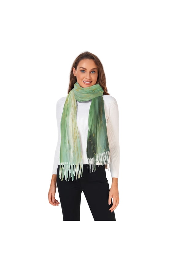 Winter Scarves for Women Emerald Green and Gold Marble Fashion Pashmina Shawl Wraps Long Blanket Scarf for Fall Spring
