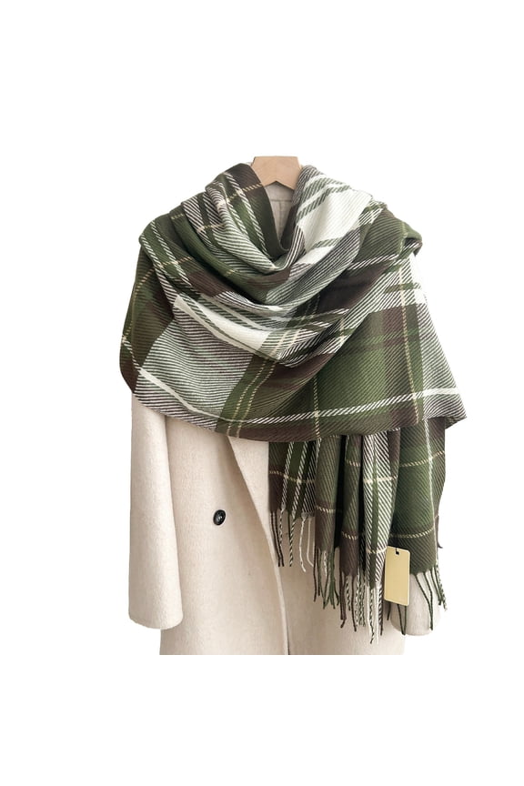 Winter Scarves for Women Evening Dress Chunky Ribbed Comfortable Knit Pashmina Cozy Pashmina Green