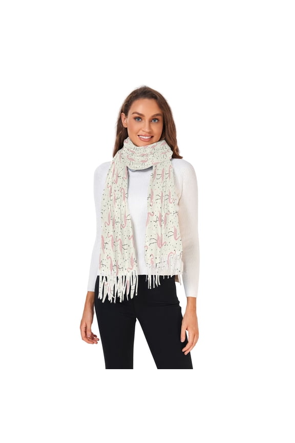 Winter Scarves for Women Flamingo with Polka Dots Fashion Pashmina Shawl Wraps Long Blanket Scarf for Fall Spring