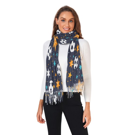 Winter Scarves for Women Footballs Star Rugby Fashion Pashmina Shawl Wraps Long Blanket Scarf for Fall Spring