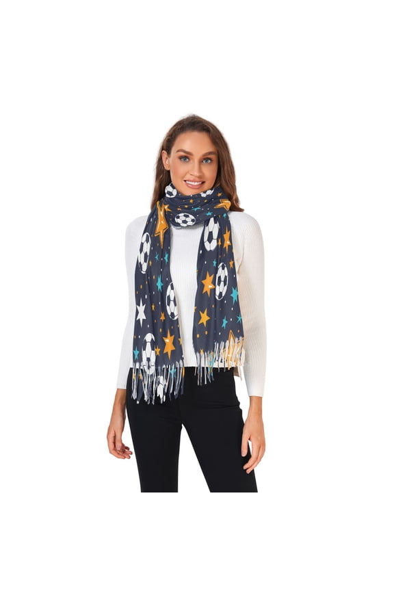 Winter Scarves for Women Footballs Star Rugby Fashion Pashmina Shawl Wraps Long Blanket Scarf for Fall Spring