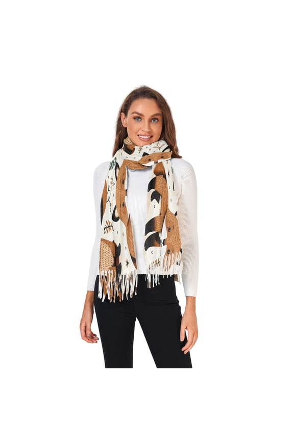 Winter Scarves for Women Fox Rabbit Bird Plant Fashion Pashmina Shawl Wraps Long Blanket Scarf for Fall Spring