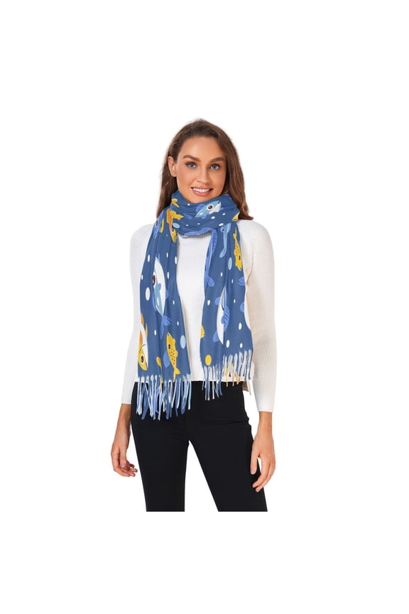 Winter Scarves for Women Funny Fishes Fashion Pashmina Shawl Wraps Long Blanket Scarf for Fall Spring