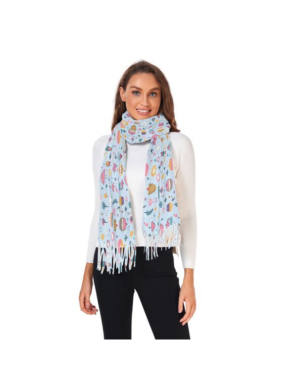 Winter Scarves for Women Ice Cream and Tree Fashion Pashmina Shawl Wraps Long Blanket Scarf for Fall Spring