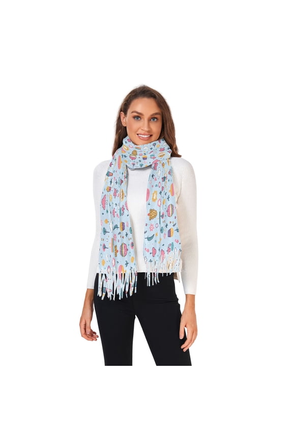 Winter Scarves for Women Ice Cream and Tree Fashion Pashmina Shawl Wraps Long Blanket Scarf for Fall Spring