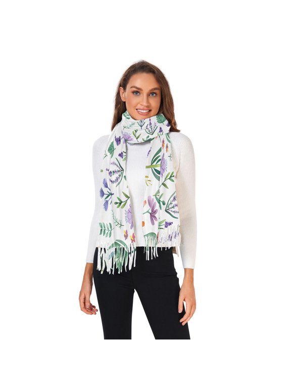 Winter Scarves for Women Lavender Leaves Cactus Fashion Pashmina Shawl Wraps Long Blanket Scarf for Fall Spring
