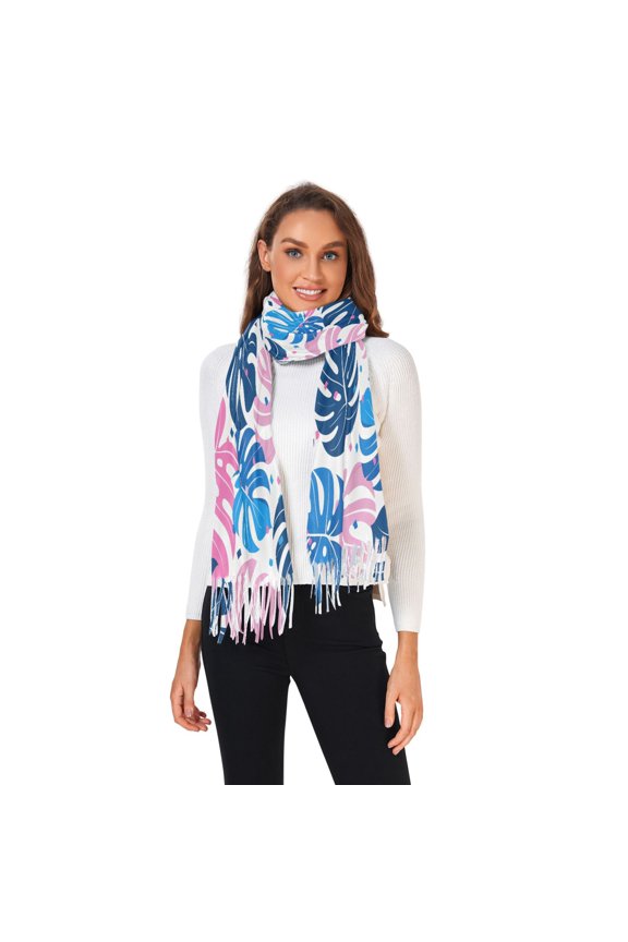 Winter Scarves for Women Monstera Leaves Fashion Pashmina Shawl Wraps Long Blanket Scarf for Fall Spring