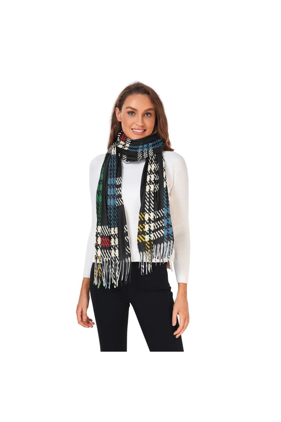 Winter Scarves for Women Multicolored Scottish Tartan Fashion Pashmina Shawl Wraps Long Blanket Scarf for Fall Spring