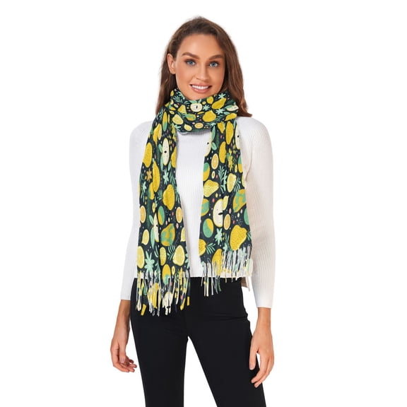 Winter Scarves for Women Pear Orange Orange Flower Fashion Pashmina Shawl Wraps Long Blanket Scarf for Fall Spring