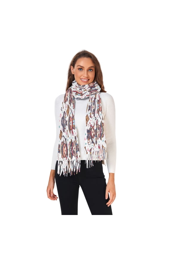 Winter Scarves for Women Pirate Bear and Book Fashion Pashmina Shawl Wraps Long Blanket Scarf for Fall Spring