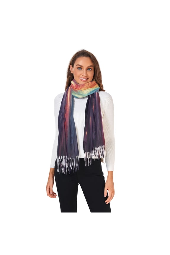 Winter Scarves for Women Red Blue Purple Tie Dye Fashion Pashmina Shawl Wraps Long Blanket Scarf for Fall Spring