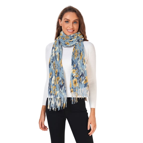Winter Scarves for Women Running Horse and Flower Fashion Pashmina Shawl Wraps Long Blanket Scarf for Fall Spring