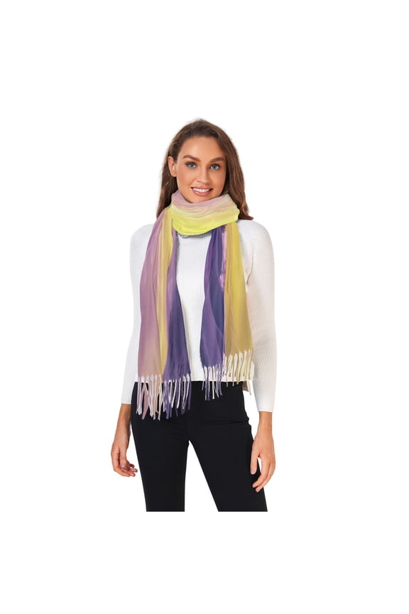 Winter Scarves for Women Snow Mountain with Aurora Fashion Pashmina Shawl Wraps Long Blanket Scarf for Fall Spring