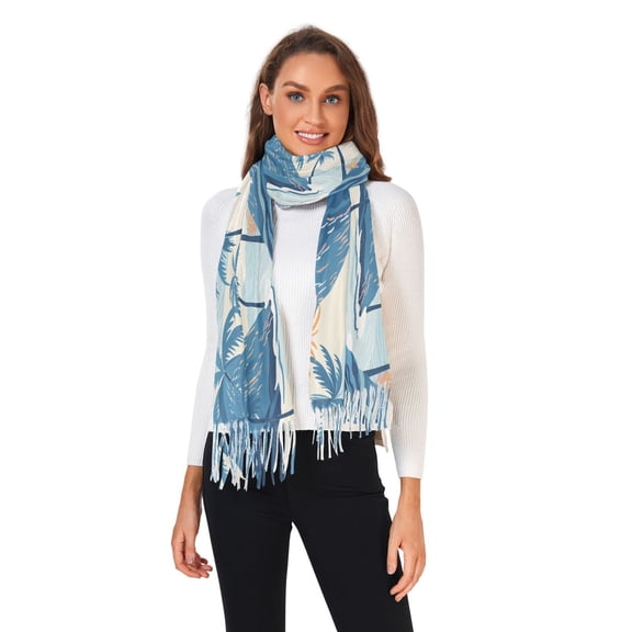 Winter Scarves for Women Trees Mountain Ocean Sea Fashion Pashmina Shawl Wraps Long Blanket Scarf for Fall Spring