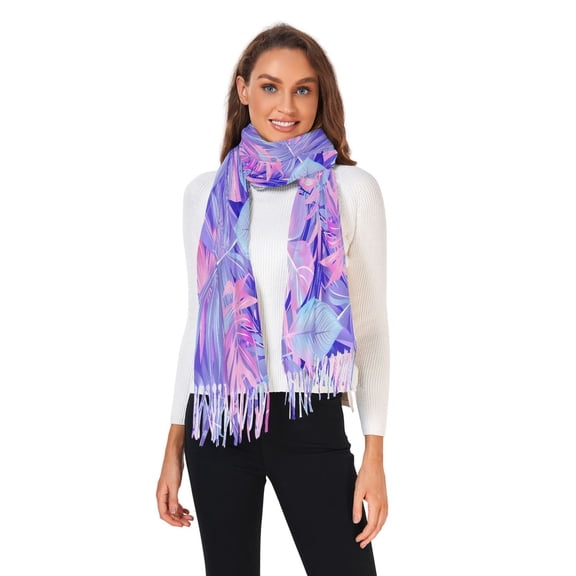 Winter Scarves for Women Tropical Plants and Flowers Fashion Pashmina Shawl Wraps Long Blanket Scarf for Fall Spring