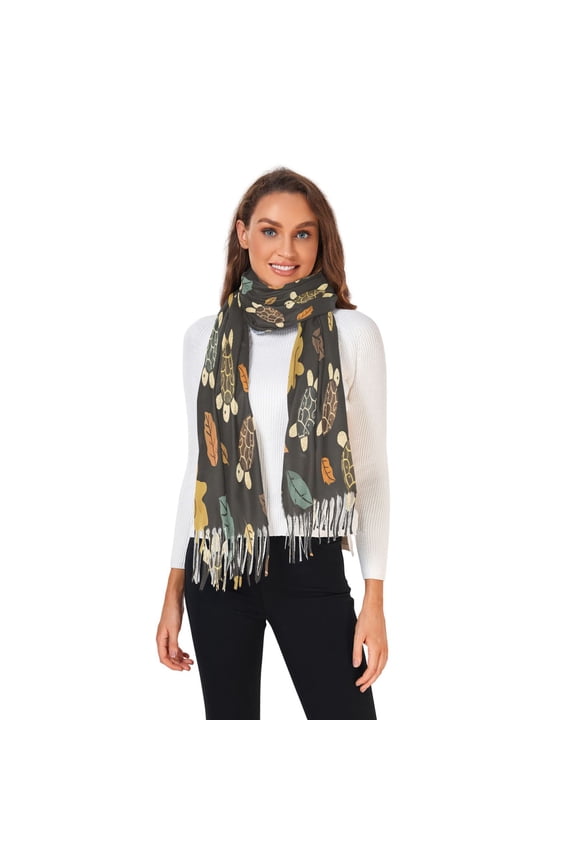 Winter Scarves for Women Turtle and Leaf Fashion Pashmina Shawl Wraps Long Blanket Scarf for Fall Spring