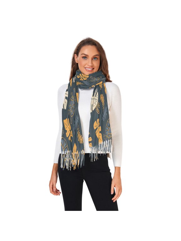 Winter Scarves for Women Turtle and Palm Leaf Fashion Pashmina Shawl Wraps Long Blanket Scarf for Fall Spring