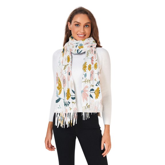 Winter Scarves for Women Watercolor Wild Flower Fashion Pashmina Shawl Wraps Long Blanket Scarf for Fall Spring