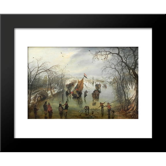 Winter Scene 20x24 Framed Art Print by Adriaen van de Venne