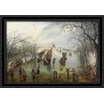 thumbnail image 1 of Winter Scene 40x28 Large Black Ornate Wood Framed Canvas Art by Adriaen van de Venne, 1 of 2