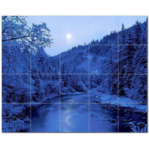 Winter Scene Ceramic Tile Mural Kitchen Backsplash Bathroom Shower 406447-L54