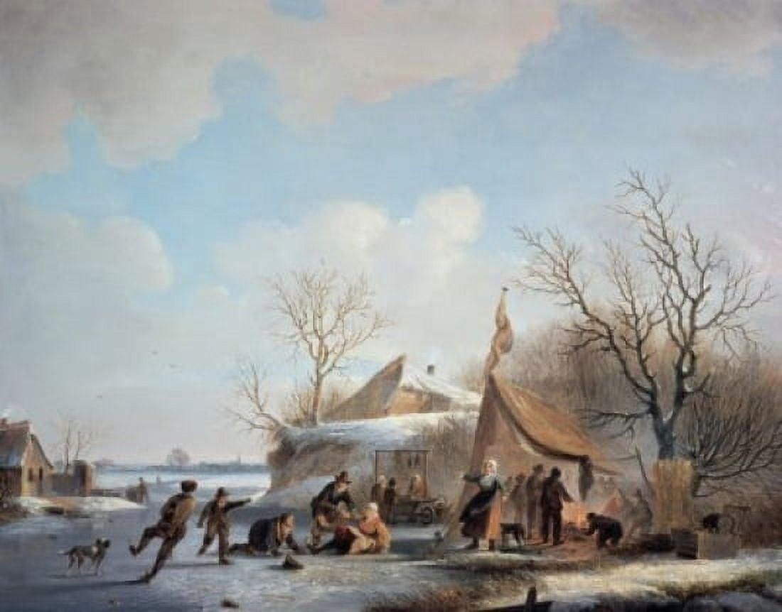 Winter Scene Jacobus van der Stok (1795-1864 Dutch) Canvas Art - Jacobus van der Stok (24 x 36)