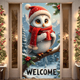 thumbnail image 1 of Winter Scene Welcome Banner Snow Forest Bird Art for Home Decor Holiday Decoration Winter Party, 1 of 9