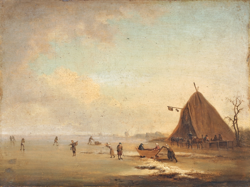 Winter Scene With Skaters Canvas Art - (24 x 18)