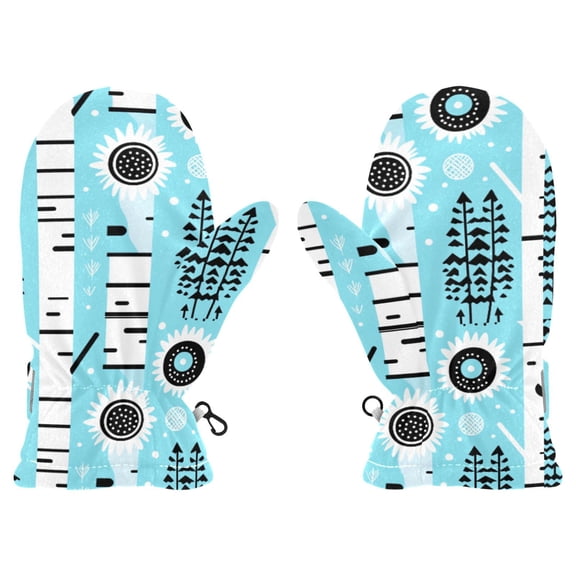Winter Scene with Sun Cold Weather Mittens Cozy Gloves with Adjustable Fit Perfect for Outdoor Fun