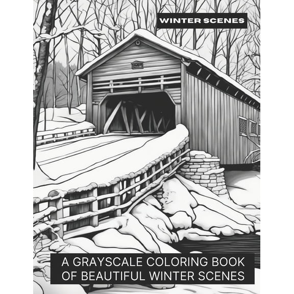 Winter Scenes: A Grayscale Coloring Book of Beautiful Winter Scenes, (Paperback)